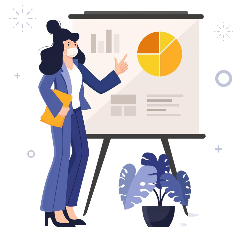 woman explaining development business chart